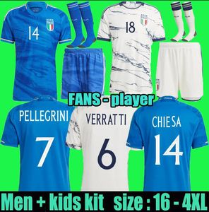 Mens Tracksuits 2023 Italien Soccer Jerseys Italia 2324 Maglie Da Calcio Verratti Chiesa Gnonto Football Shirt T Lorenzo Pinamonti Politano Grifo Kit Uniform Fans Pla