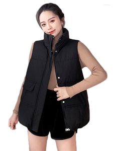 Gilet da donna Gilet da donna Gilet senza maniche in cotone 2023 Autunno Inverno Coreano Corto collo alla coreana allentato Gilet caldo Outwear Feminina