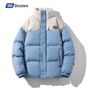 Kurtki mężczyzn zimowe japoński styl streetwear vintage zagęszcza parkas men na dużą ciepłą kurtkę puffer w rozmiarze kontrastowa płaszcz bąbelkowy 230207