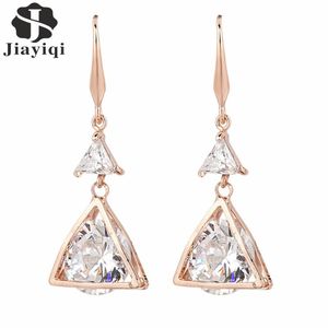 Dangle Earrings Chandelier Brand Crystal Cubic Zircon Rose Gold Color Romantic Design Drop Earing Jewelry for Women Girls Gift