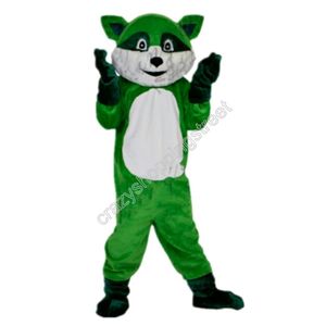 Costume da mascotte di procione verde di Halloween Personaggio dei cartoni animati di animali Completi per adulti Taglia per adulti Festa di carnevale di Natale Abiti da esterno per pubblicità