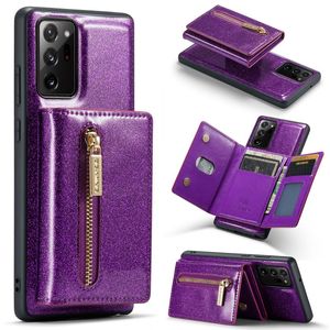 حالات الهاتف الخليوي مناسبة لـ S23 Note20 Ultra Flash Pink Zipper Wallet Note20 2-in-1 Case Magnetic Absorber Case