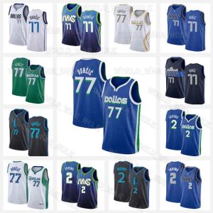 Anpassade Luka Doncic Kyrie Irving Jersey 41 2 77 Dirk Nowitzki Basketballtr￶jor Dallas''Mavericks''mens The City Stitched Embroidery 2022 20 20