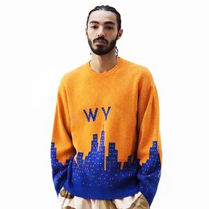 20FW New York City Night View Sweater Erkekler için Kadın Örgü Kazak Sonbahar Kış Sıcak Sıcak Basit Spor Sweatshirt High Street Crewneck Kazak Tjmjywy134