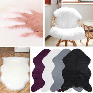 Carpets Soft Artificial Sheepskin Hairy Carpet For Bedroom Living Room Skin Fur Plain Rugs Fluffy Area Washable Faux Mat 60X90cm