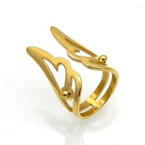 Cluster Ringe Einzigartiges Design Kopf mit Augenform aushöhlen Edelstahl Goldfarbe für Frauen Schmuck Aneis Anillos Bague Party Ring