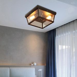 Ceiling Lights American Rural Lamp Vintage Glass Led Light Balcony Corridor Porch Staircase Study Home Lighting