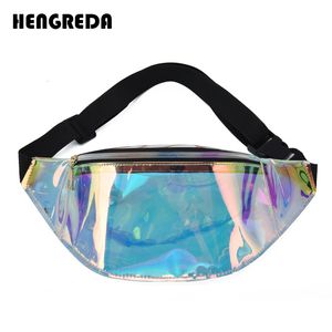 Midjepåsar holografiska genomskinliga Fanny Pack hologram strandpås kvinnor bälte bum höftpåse pengar telefonhållare 230208