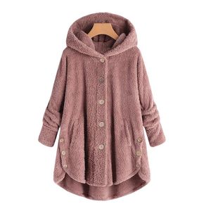 Giacche da donna Cappotto autunno inverno Donna Moda casual Bottone coda soffice Top Pullover con cappuccio Maglione allentato Y1016