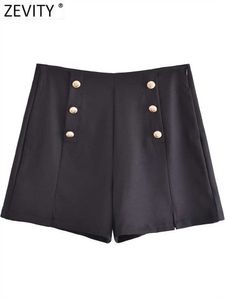 Shorts femininos zevity feminino moda de peito duplo design de cintura alta dividir damas gostosas zíper chique casual pantalone cortor P2273 y2302