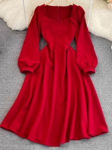 Abiti casual Elegante Moda Donna Midi Abito nero Vintage A-Line Slim Party Prom Red Vestidos Femme Hepburn Birthday Robe Clothes