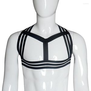 Men's Tank Tops Sexy Men Stripe Elastic Bandage Straps Short Shirt Top Harness Male Gay Lingerie Wear F19