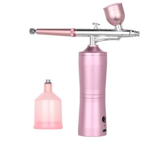 Ansiktsvårdsenheter Bärbar luftkompressor Trådlös syreinjektor Nano Mist Sprayer Pistol Airbrush Makeup Skin Moisture SPA Set 230208