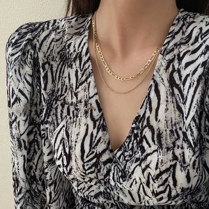 Pendant S DOUBE LAYER Fashion Women Golden Silver Color Link Chain Choker Necklace Gift For Friend Statement Neck Collar Jewerly 0206