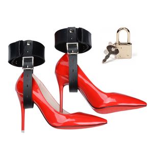 Mens G-String Sexy High-heeled Shoes Straps Exotic Bdsm Toys Sex Adult Game Leather Ankle for Woman Sex Restraint Fixed Shoes B
