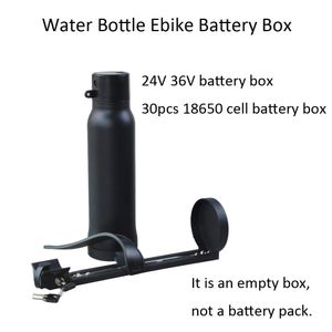 New Water Bottle Down Tube Battery Box 24V 36V Empty Battery Case with 30pcs 18650 Cell Holder