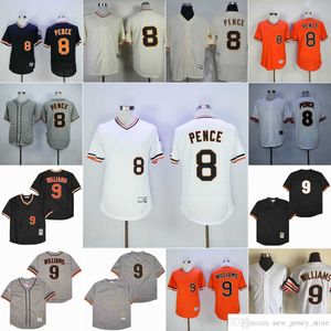 Filme Vintage 8 Hunter Pence Baseball Jerseys Costurado 9 Matt Williams 15 Bruce Bochy Respirável Esporte Branco Cinza Preto Laranja Pulôver