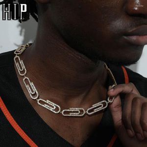 Kedjor Hip Hop Iced Out Chain Bling Cubic Zirconia 12mm PaperClip Neckor for Men's Women 90s Rapper Jewelry