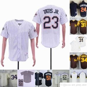 Movie Vintage 51 Trevor Hoffman Baseball Jerseys Stitched 31 Dave Winfield 34 Rollie Fingers 24 Rickey Henderson 23 Fernando Tatis Jr. Pullover