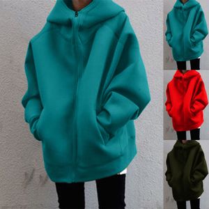 Womens hoodies tröjor överdimensionerade kvinnor blixtlås höst mode casual svart huva långärmad kappa baggy jacka 230208