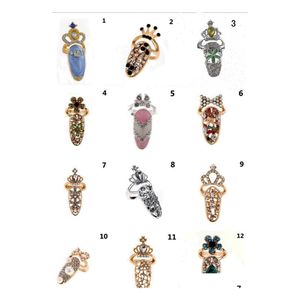 Other Fashion Accessories Bowknot Nail Ring Charm Crown Flower Crystal Finger Rings For Women Lady Rhinestone Fingernail Protective Dhxhf