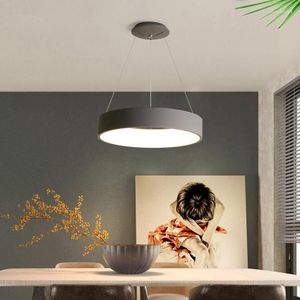 Lampade a sospensione Luci a LED moderne per sala da pranzo Cucina Soggiorno Lampada da negozio Lampade ad anello nordico grigio/bianco