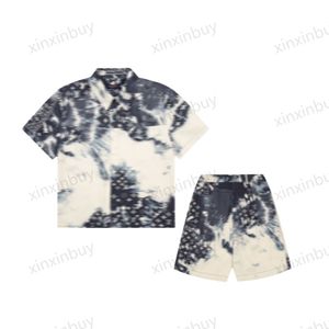 xinxinbuy Men designer Tee t shirt 23ss Denim tie dye camisas impressão flor de caju manga curta algodão feminino branco preto XS-2XL