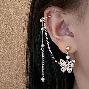 Серьги для гвоздиков en 2023 Корейская модная бабочка для женщин очарование мода Lady Pearl Ear Clip Свадебная свадебная женщина подарки