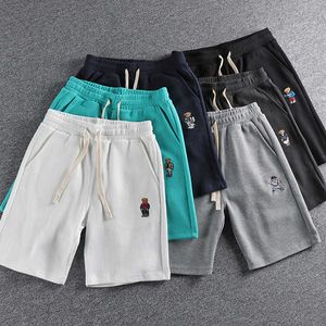 Shorts masculinos verão novo americano waffle bordado moda pura algodão solto cintura elástica sport sport casual y2302