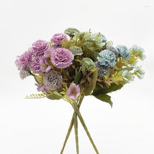 Dekoratif Çiçekler 5 Forks Yapay Lila Karanfil Buket Ev Dekor Aksesuarları Diy Bonsai Oturma Odası Dekorasyon Sahte Düğün
