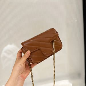 CC Çanta Omuz Çantaları Kadın Karamel Renkli Taşlı Torbalar Yaşlı Altın Metal Zincir Crossbody Omuz Kozmetik Kılıf Açık Lüks Tasarımcı