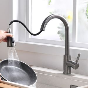 Mutfak Muslukları Fırçalanmış Nikel Mutfak Muslukları Tek Delik Çeken Mutfak Mutfak Mutfak Mikseri Musluk Akışı Püskürtücü Kafa Chromemixer Tap 230207