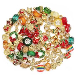 Outras 40pcs/lote de pulseira especial ￁rvore de Natal Papai Noel Claus Pequenos encantos de breads feminino j￳ias de moda diy entrega 202 dhbfd