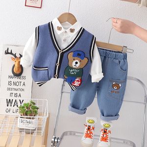 Autumn Boys Clothing set kids Clothes Boy Shirt Sweater Vest Trousers Children Clothing Casual suits Boys 3Pcs Baby Clothes 0-4 Years