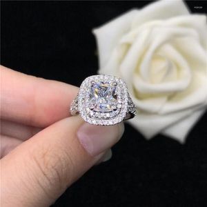Cluster Rings Solid Platinum PT950 Ring 3CT Cushion Shape Diamond Engagement Brilliant Anniversary Gift For Girl Friend