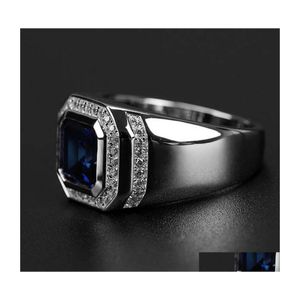 Anillos de banda Highend Luxury Fashion Mens Jewly Sapphire Ring White Gold Llened America y Europa Pop Engagement Tama￱o 715 631 Q2 Drop dhcnt