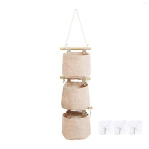 Scatole portaoggetti Organizer per armadio Porta a muro staccabile Armadio pieghevole Borsa appesa Camera da letto Bagno Cotone Lino Decorazioni per la casa Tasche