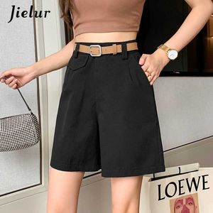 Женские шорты Jielur Straight Fomens Casual Black White Wild Lease Femme Femme с высокой клеткой на растяжение пятиточечно