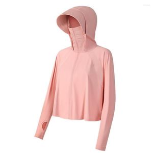 Racing Jackets Ice Silk Women Sun Protection Anti-ultraviolet Thin Sunshade Breathable Hooded Tops For Cycling Fitness