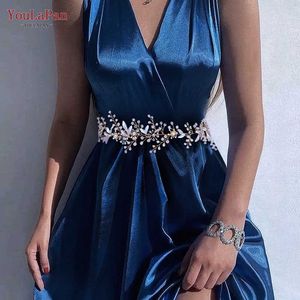 Belts YouLaPan SH294 Wedding Sash Bridal Belts Fashion Women Belt Leaf Rhinestone Sash Belt Crystal Bridesmaid Belts Wedding Dress Bel G230207