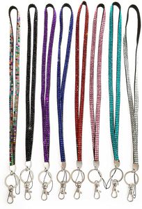 100 pçs moda bling cinta cristal pescoço cordão, strass idname crachá titular wkeyring keyholder (10 cores misturadas)