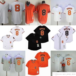 Filme Vintage 8 Cal Ripken Baseball Jerseys Costurado 6 Jonathan Schoop Jersey Respirável Esporte 1975 1981 Branco Preto Cinza Creme Laranja