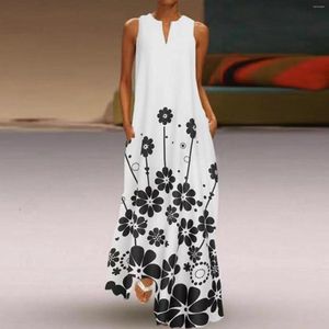 Casual Dresses Maxi Dress Woman Summer 2023 Fashion Floral Print V Neck Sleeveless Plus Size Long Vest Elegent Evening Party Sundr