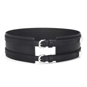 Пояс Ta-Weo Wome Classic Black Wild Double Buckle Широкие ремни декоративные платья для покрытия Cummerbunds G230207