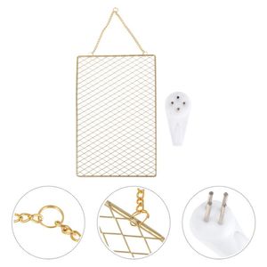 Jewelry Pouches Bags 2pcs Household Hanging Wall Display Holders Wire Grids (Golden)