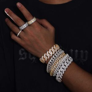 Charm Bracelets 8mm-25mm Pass Diamond Tester 925 Sterling Silver Full Vvs Moissanite Iced Out Cuban Link Anklet Bangle Bracelet For Men Women Gift TT