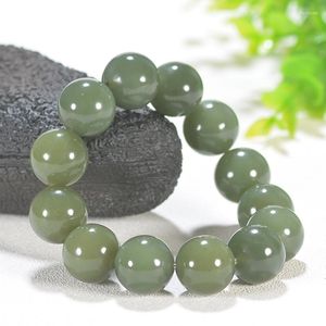 Bracelets Hetian Jade Old Pit Material Hand Strings Matched With Green And White Ball Bracelet Transfer Men's Large Handwear