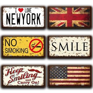 Metal Painting USA New York Beer Car Number Metal License Plate Decor Wall Bar Pub Garage Tin Signs Iron Plaques 15cmx30cm Woo