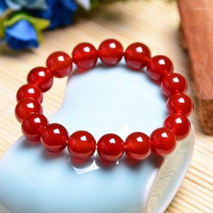 Strand 8mm Natural Red Agates Stone Armband för kvinnor Elastisk rep Kristall Bangle Energy Prayer Buddha Jewelry Gift