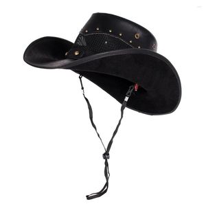 Berets skórzane kobiety mężczyźni western cowboy hat Summer siatka oddychająca sombrero hombre czapki tato chrzestne czapki 2 szie plus size